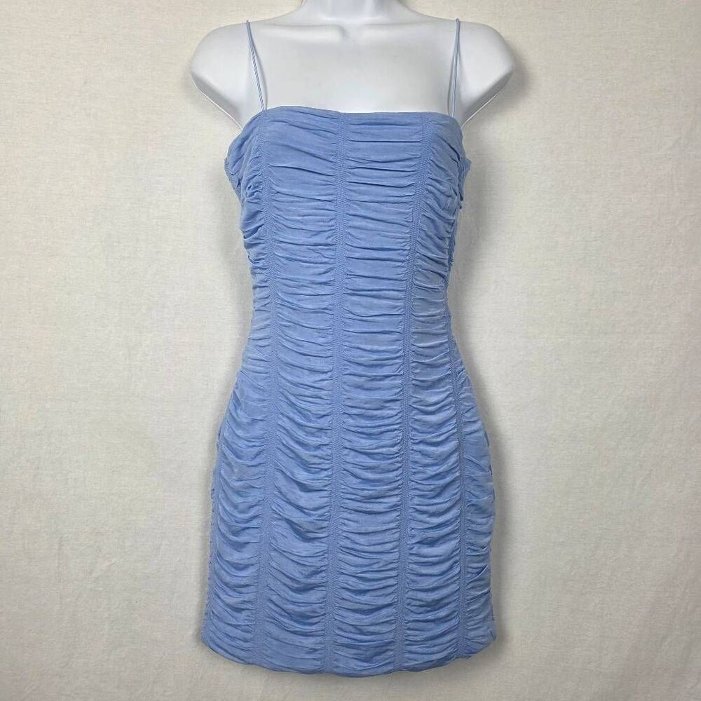 The Vintage Shop Ruched Cutout Bodycon Mini Dress Blue M